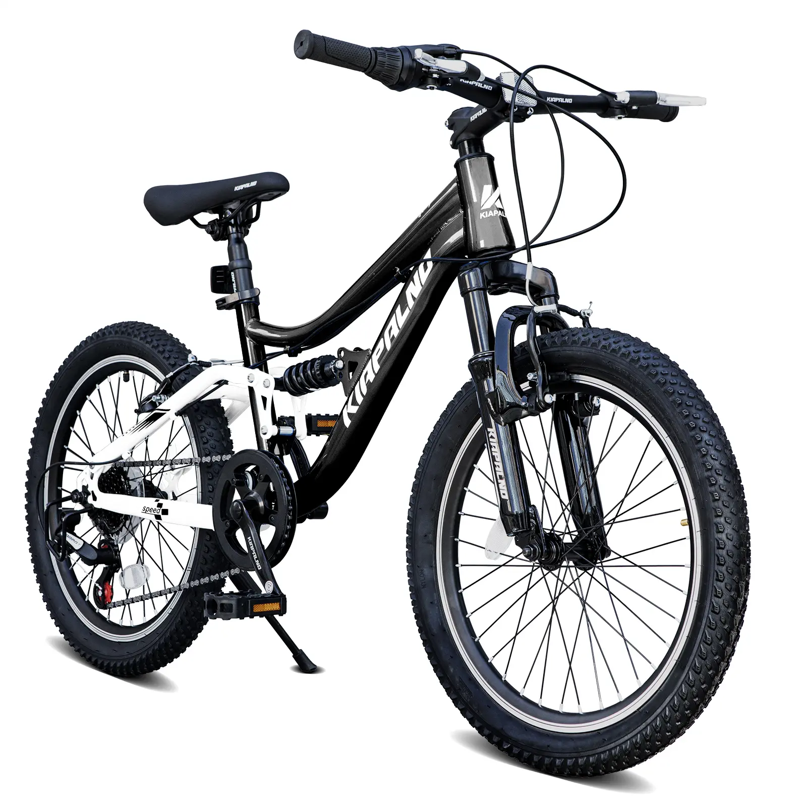 20-Inch Mountain Bike for Adults, 7-Speed Dual Suspension with Twist Shifter, Dual Handbrakes, Adjustable Seat, Steel Frame, Black