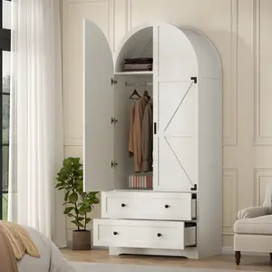 Gyfimoie Armoire Wardrobe Closet with Drawers and Doors, 74.8" Tall Bedroom Freestanding Armoire Storage Cabinet with Shelves, Wood Large Wardrobe Combination for Hanging Clothes