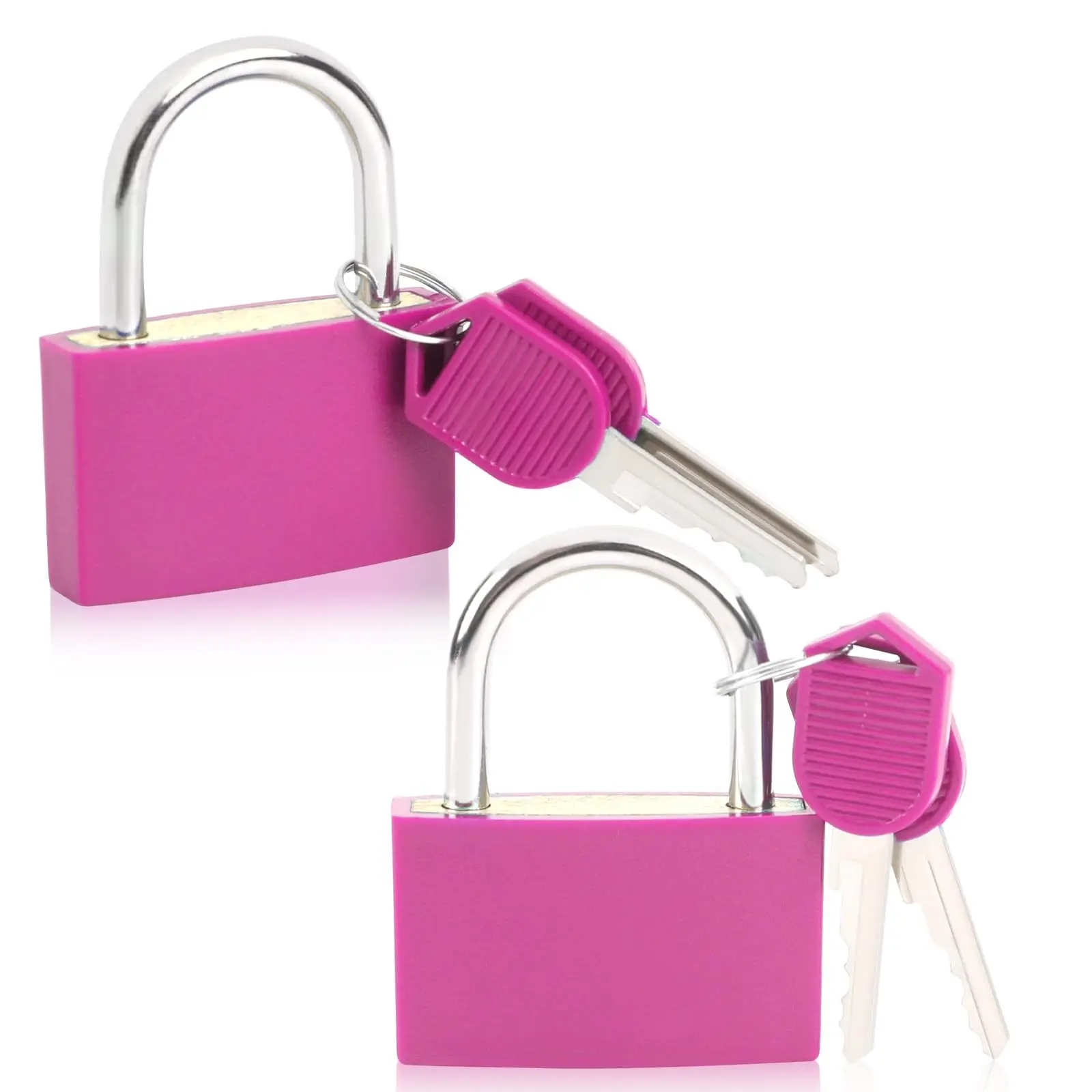 42mm Width Heavy-Duty Waterproof Rust-Resistant Brass Padlocks, 2-Pack 54mm Height Pink Keyed Padlocks for Gym Lockers, School Lockers, Backpacks, Storage Units, Toolboxes