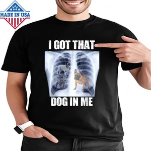 [100% Cotton]I Got that Dog in Me Xray Meme Funny French Bulldog T-Shirt Fabric Menswear Soft Top cotton menswear