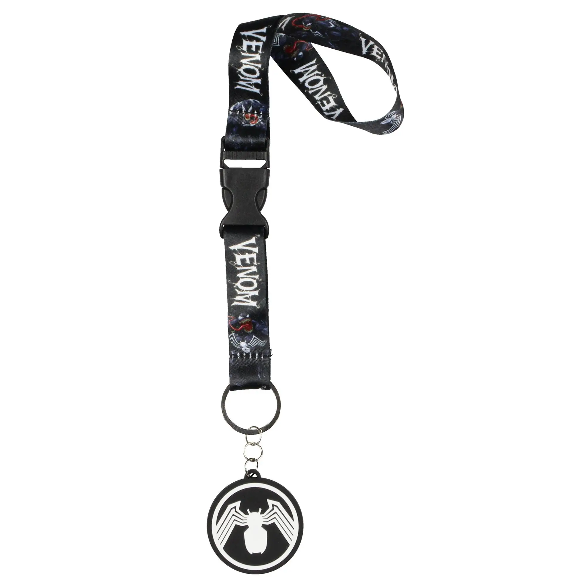 Marvel Venom Wrist Strap Lanyard with 2" Rubber Keychain Included, for Keys, ID Badge Holder (Office Identification Supplies)