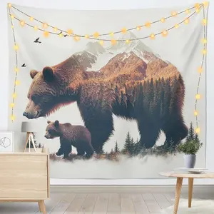 Bear for Tapestry Bedroom Wall Decor, Funny Tapestry Hanging for Living Room, Dorm, Home Decoration - 51 x 59 Inches