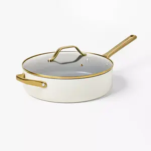 5qt Nonstick Ceramic Coated Aluminum Saute Pan with Champagne Handle Cream - Figmint