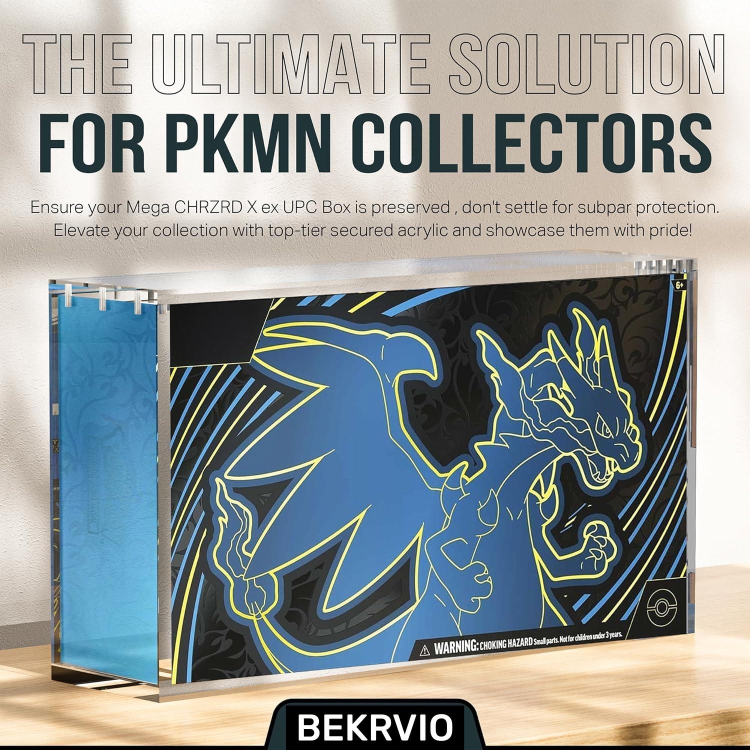 Acrylic Protective Display Case Box with Megnetic Lid for PKMN Mega Charizard ex UPC 151 UPC  Storage Booster Box PKMN Trading Anime Graded Cards , Protector  Holder Stackable