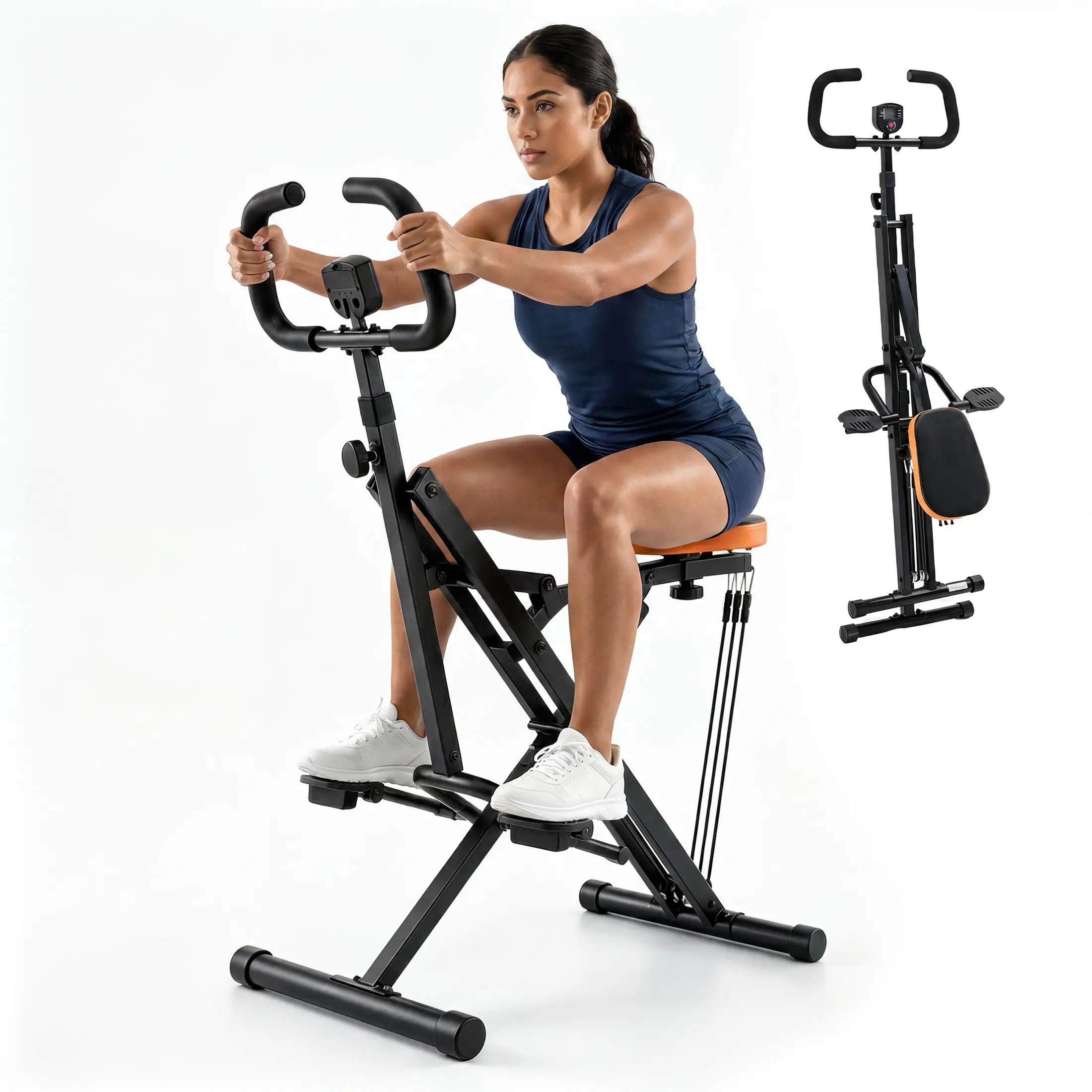 Row Ride Glute & Leg Trainer with LCD Display Foldable Squat Assist Machine – Adjustable Resistance for Home Full Body Workout – Compact Exercise Equipment
