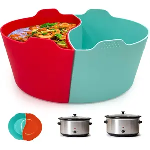 Silicone Crockpot Liners,Slow Cooker Liners, 6-7 Quart Oval Reusable Crock pot Divider Insert,, Dishwasher Safe