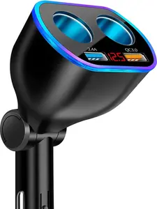 Cigarette Lighter Splitter Adapter 120W QC3.0 Dual USB Car Charger with LED Voltmeter 12/24V Sockets Splitter, Fast Charging for GPS, Dashcam & Tablet