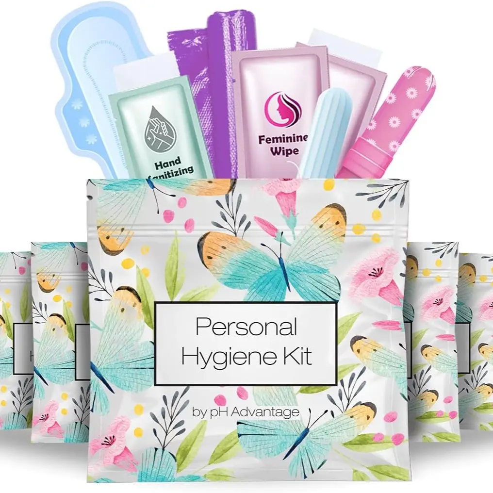 Menstrual Kit All-in-One 10 Pack Feminine Hygiene Kits (Butterflies)