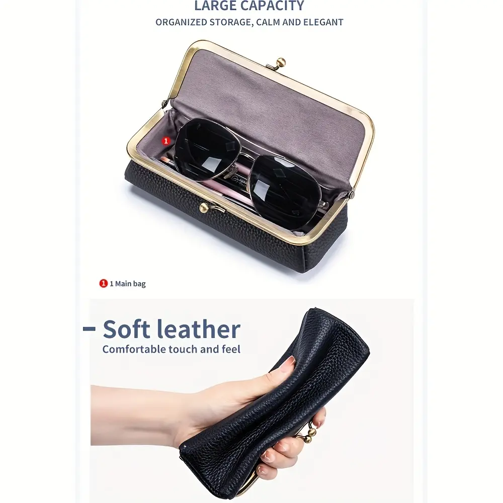 Retro-style leather glasses case, portable travel storage box for storing glasses and accessories, Glasses Holder, Portable Sunglasses Organizer, Eye glasses holders