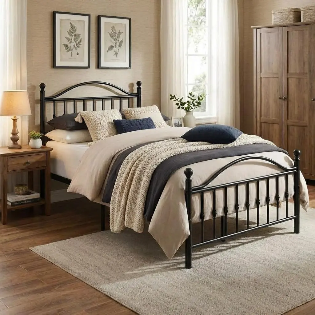 Garvee Twin Metal Bed Frame, Heavy Duty Steel Platform Bed Frame No Headboard, Fits 75 × 39 inch Mattress, Black Mattress Foundation, Noise Free Support, Easy Assembly, No Box Spring Needed