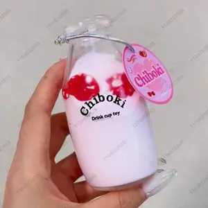 Fruit Hard Candy Glass Bottle Stress Ball Transparent Bottle Fidget Toys Milk Drink Squishy ASMR Sensory Anti Stress for Adults