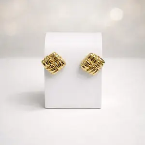 Omega Earrings for Any Occasion - Elegant Gold-Toned Studs for Everyday Wear