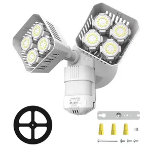 SANSI Super Bright 54W 7000LM LED Security Light Motion Sensor Dusk to Dawn Flood Lights, 50,000 Hrs Lifespan Security Light, 700W Equiv 5000K for Yard Garage, White, Hardwired