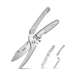 【February Faves】Huusk-7in1 Versatile Kitchen&Outdoor Stainless Scissors – Heavy Duty Poultry &Meat Shears for Chicken, Turkey, Fish & BBQ  Serrated Blade, Peeler, Bottle&case Opener, Detachable  Design, Safety Lock ,Holiday Gift Idea