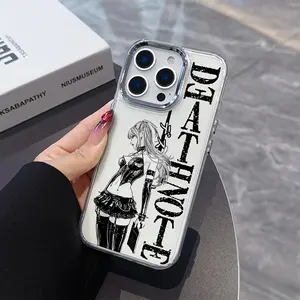 Anime Death Note Cool Misa Amane Phone Case for iPhone17 16, 15, 14, 13, 12, 11 Pro Max, X, XR, XS Max, 8, 7 Plus - Metal Silvery Lens Frame with Transparent Soft Back Cover