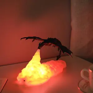 3D Volcano Dragon Design Desk Light for Summer Gift, 1 Count Fire Breathing Dragon Table Lamp, Creative Night Lamp for Bedroom, Decorative Night Light, Cloud LED Lights, LED Light As Gift Ideas for Boys & Girls
