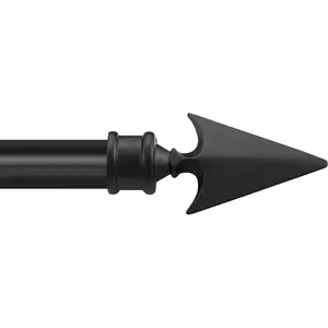 Deco  Black Arrow Curtain Rods for Windows & Doors 36 to 66 Inch Adjustable Long Drapery Rods with Flat Arrow Finials & Brackets Set, 3/4 Inch