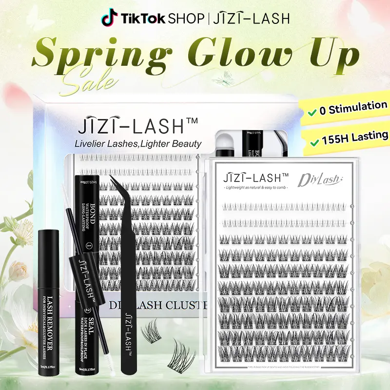 JIZI-LASH  A134 Medusa Manga Lash Clusters – Buy 1 Get 1 Free, Ultra-Dense Wispy DIY Lash Extensions, Waterproof, Long-Lasting, Invisible Band, Faux Mink Individual Cluster Lashes, Mixed Length, Beginner Friendly, Natural Volume Makeup Kit