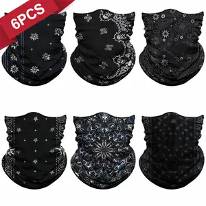 6-Pack Unisex Paisley Print Ice Silk Seamless Neck Gaiters – Ice-Cool Breathable UV Protection Face Mask Set for Cycling, Fishing, Climbing & Outdoor Sports