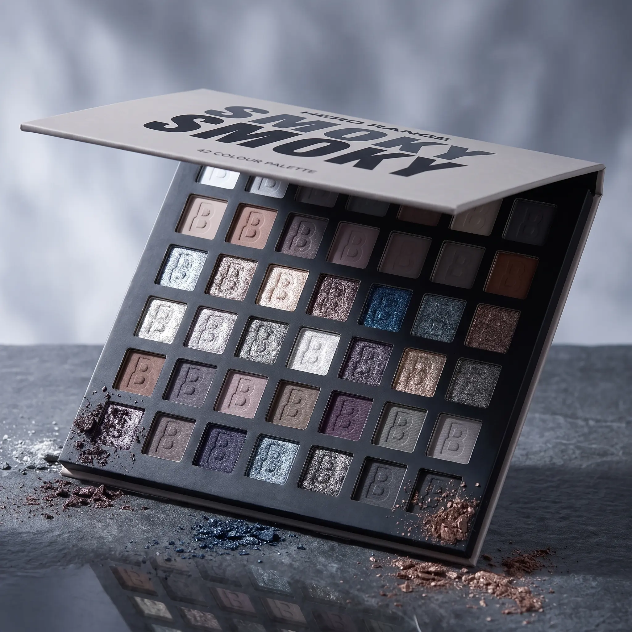 42‑Color Smoky Eyeshadow Palette, Matte Shimmer Metallic Glitter Smoky Shades, High Pigment Blendable Waterproof Eyeshadow for Daily Dramatic Smoky Eye Makeup