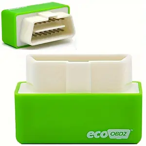 EcoOBD2 Fuel Saving Plug-In Tool, OBD Port Connector for Gasoline Cars, 15% Efficiency Boost, Plug & Drive, Easy Installation, Safe Engine Tuning, Green & White Design, Universal Fit Automotive Tool