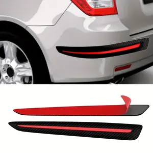 Car bumper protection strips, used for corner protection at the edges of the front and rear bumpers, black with red trim - universal fit