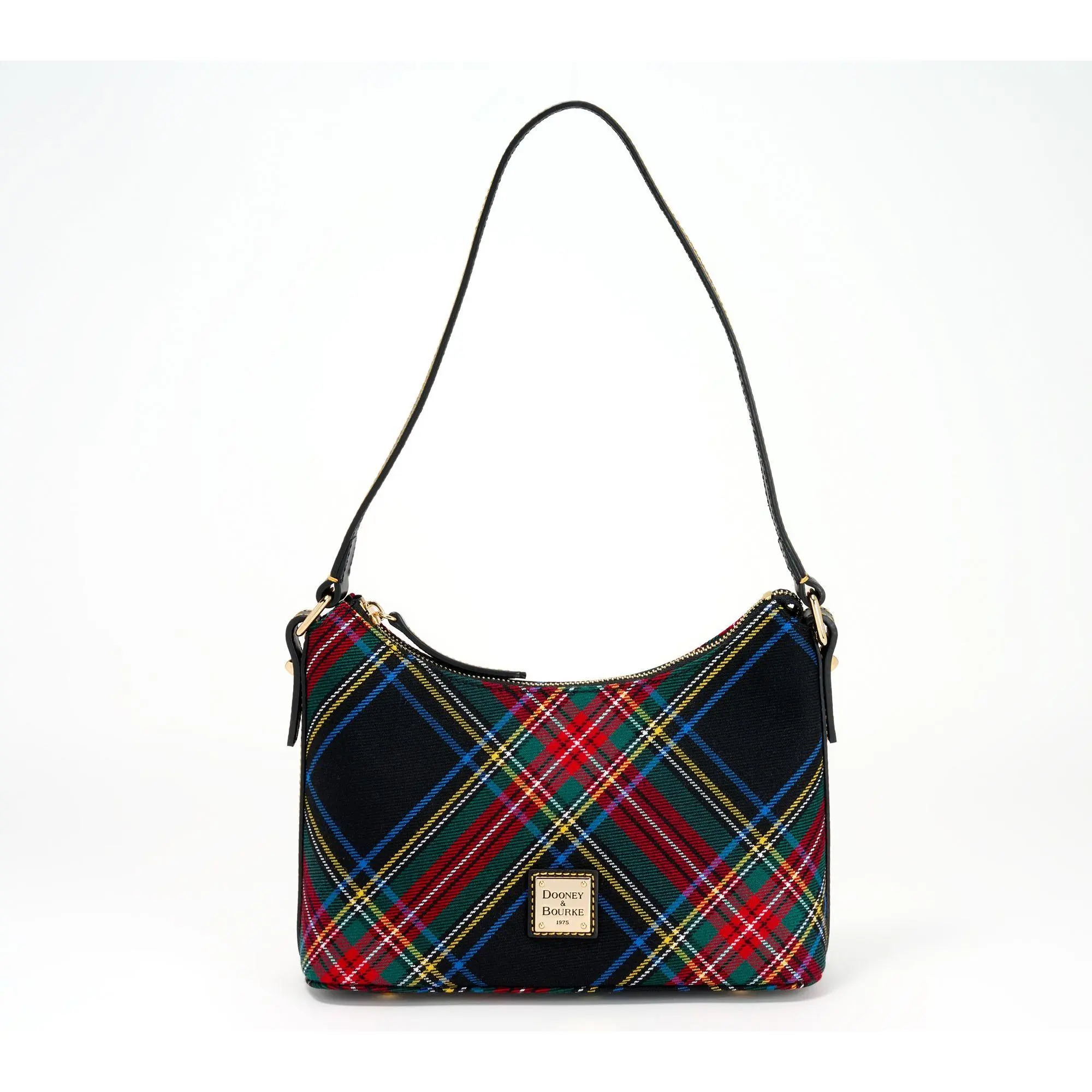 Dooney & Bourke Woven Cotton Tartan Baguette Shoulder Bag