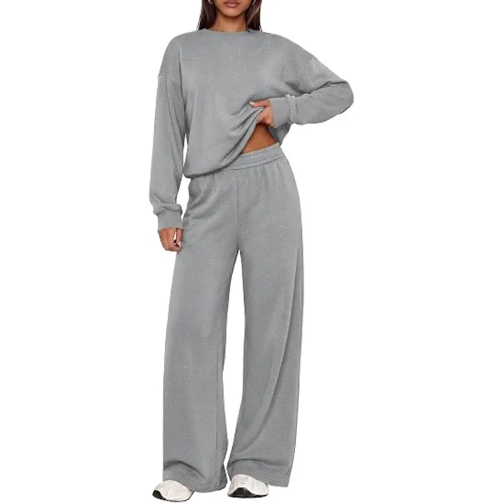 PrettyGarden 2-Piece Lounge Sets for Women Casual Sweatsuits | Soft Fleece Lining,Crew Neck Oversized Sweatshirt & Wide Leg Pants,Workout Airport Matching Set Tracksuit,Fall Winter Outfits