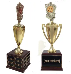 BuyAwardsandTrophies Cookie Bake Off Traveling Trophy with Logo - Plastic Trophy with Base, Awards and Trophies for Fun Contests, Prizes for Adults and Kids Gold,18"
