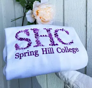 Custom College Embroidered Sweatshirt, Floral Letter Embroidered Hoodie, College University High School Crewneck, Graduation Gift For Friend