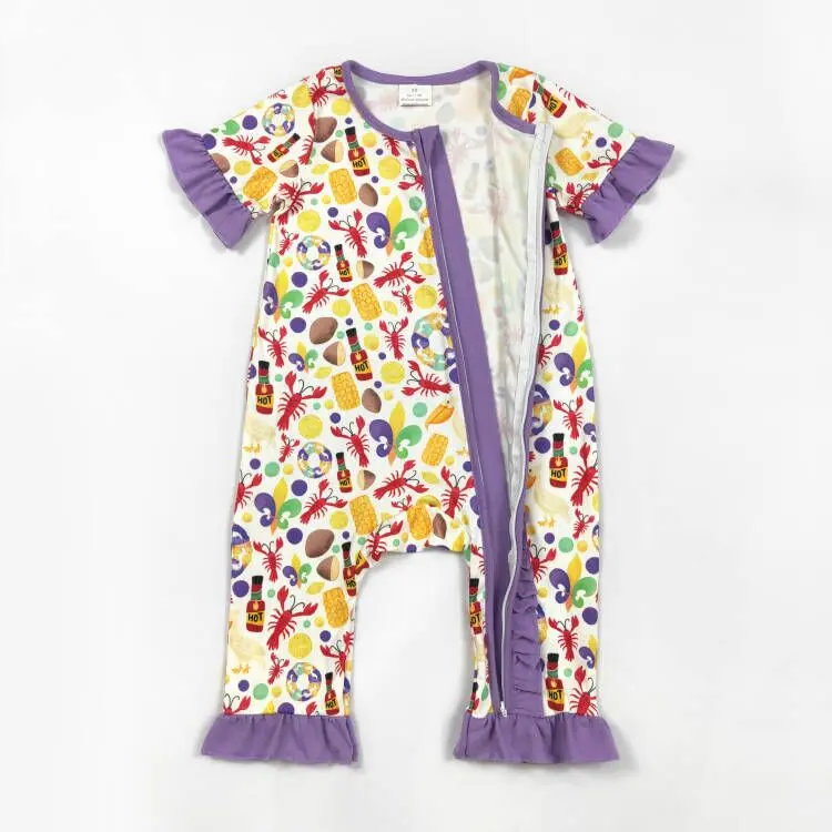 Toddler Baby Girls' Cute Mardi Gras Outfit, Fun Themed Long Sleeve Bodysuit and Headband 2-Piece Set, Affordable Fashion