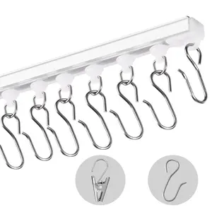 Summervibes VEVOR Ceiling Curtain Track Set, 9.9 FT/3Meter, Self Adhesive, No Drill Ceiling Track System for Curtains, Room Divider Curtain Track Ceiling Mountedfor Living Room with Hooks and Hardware, White