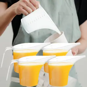 4 Pack Plastic Funnel Pitcher,Measuring Cup with Long Spout,Large Capacity Easy Pour Cup,Perfect for Bakeware Mold,Oils,Watering Plants(1000ml)