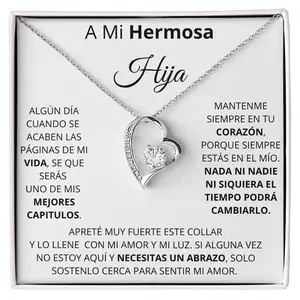 Regalo para mi Hermosa hija | Regalo de cumpleanos, To My Daughter Necklace From Dad, Mom Daughter Necklace From Mother With Heartfelt Message