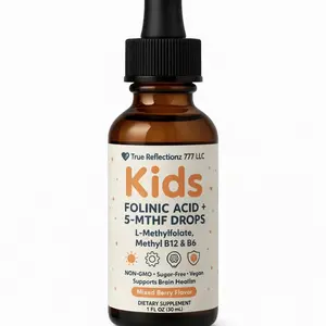 Folinic Acid Drops Liquid Supplement Sugar-Free Non-GMO Vegan Mixed Berry Flavor Dietary Supplement with L-Methylfolate Methyl B12 & B6 Vitamin True Reflectionz 777 LLC
