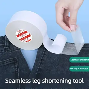 Pants Hem Shortening Tool No Sewing No Ironing Fixing Sticker Self-Adhesive Leg Patch Clip Rolled Edge Button Too Long Adjustment