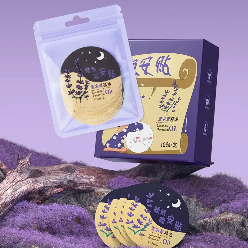 Lavender Sleep Patches - 100% Pure Natural Essential Oil Stickers for Relaxation & Stress Relief - 10 Patches per Box - Portable & Safe for Insomnia & Anxiety
