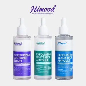 Himood Rice Skincare Kit: Exfoliating White Rice Ampoule + Black Rice Ampoule + Moisturizing Soothing Serum 80ml each, Brightening & Hydration, Gentle Skincare Set for Sensitive Skin, Daily, Radiance, Smooth