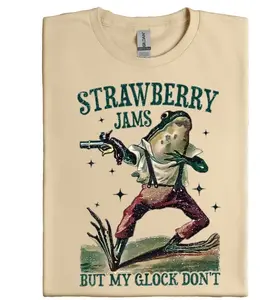 Strawberry Jams But My Glock Don't T-Shirt , Funny Frog T-Shirt, Funny Meme Shirt, Funny Frog Shirt, Funny Meme Tee, Frog Graphic Shirt, Vintage Frog Shirt, retro tee, T-Shirt
