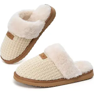 OOW Cozy House Slippers for Women with Memory Foam Soft Warm Fuzzy Slippers Women Home Womens Slipper Shoes for Indoor