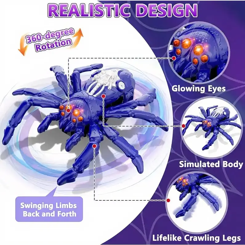 AstralTide Children Remote Control Wall Climbing Spider Toy, Electric Bionic Climb Walk 360 °   Rotate, Indoor Outdoor Play, Boy Girl Gift, Fun Gifts Suitable Interaction  Electronic