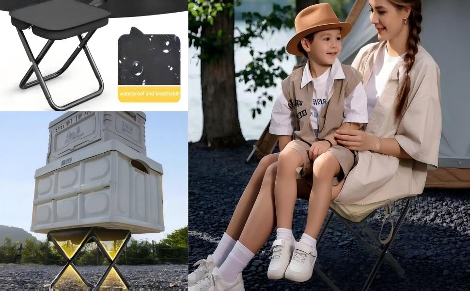 Portable Folding Stool, Small Camping Stool for Adults, Lightweight Collapsible Stool with Carrying Bag, Heavy Duty Outdoor Seat Holds Up to 210 LBS for Hiking, Fishing, Picnics, and Queuing