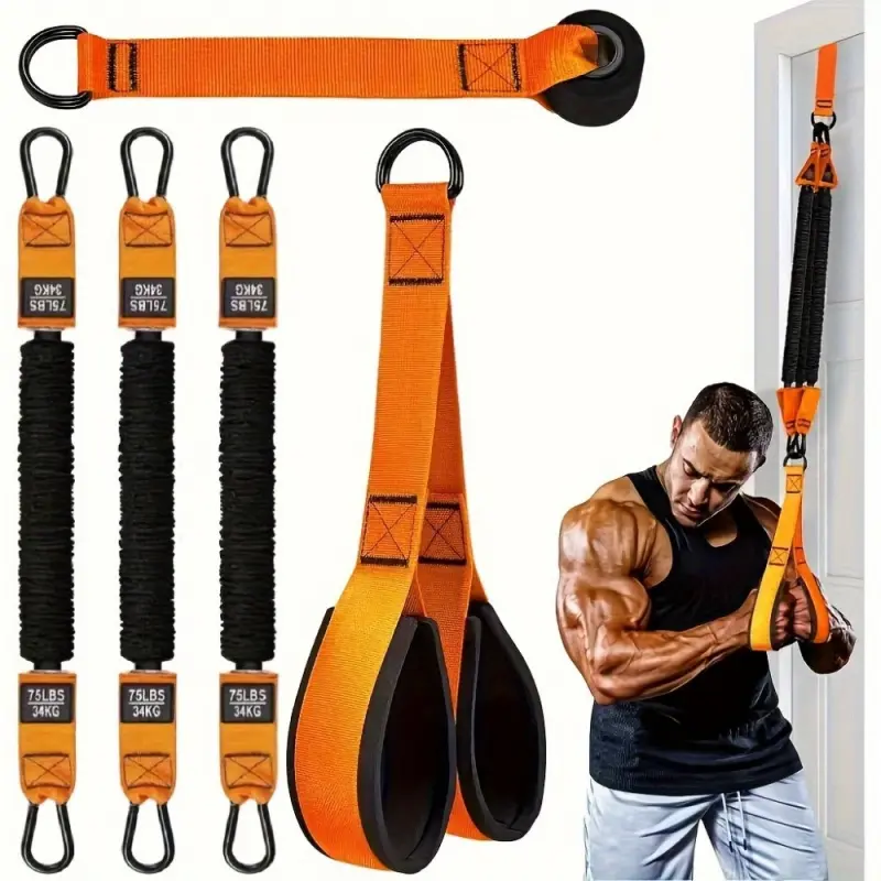 5PCS Heavy Duty Resistance Band Set, Adjustable Resistance Up to 225LBS, with Handle, Door Anchor & 3 Resistance Bands, Home Workout Fitness Equipment for Shoulder Press, Face Pull, Bicep Curl, Arm, Back, Core & Shoulder Training, Exercise Equipment