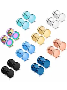 8 Pairs Dot Stud Earrings for Men Women Surgical Steel Screw Flat Back Earrings Multicolor Faux Gauges Ear Plug Tunnel Disc Mens Stud Earrings Piercing Set 4mm/6mm/8mm Stud Earrings Jewelry Earring Stacking Set Ear Studs