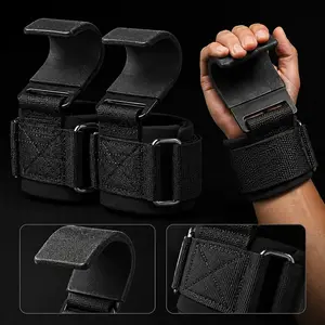 SPORTIC Weight Lifting Hooks (Pair) - Heavy Duty Lifting Wrist Straps, Hand Grip Support for Deadlifts, Pull Ups, Shrugs, Weightlifting Hooks Gym Gloves for Men and Women