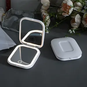 LED Compact Makeup Mirror With 1X/10X Magnification, Pocket Mirror with 3 Adjustable Light Colors, Rechargeable Battery, Travel-Friendly Vanity Mirror, Travel Must Haves For Women, Best Gift For birthday, christmas,wedding
