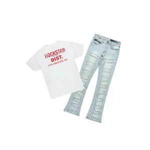 Lake White/Red T-Shirt & Shake Stacked Flare Jean Bundle