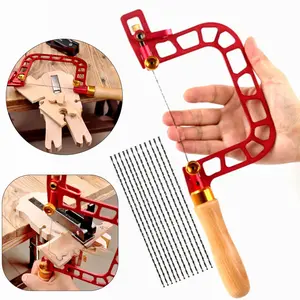 Coping Saw Woodworking Drawing Wire Saw Aluminum Frame Curve Saw w/ Diamond Wire for Ceramic Grass Wood Accurate Cutting Hand Tools Saw Blades