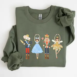 Women's Crew Neck Christmas Ballet Sweatshirt Nutcracker Sugar Plum Fairy Santa Winter Ballerina Xmas Noel Casual Pullover
