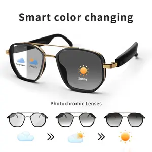 smart glasses  with built-in microphone and speaker. Unisex smart wireless headphones sunglasses, photochromic lenses. Sports/outdoor UV protection. Voice control, unisex (sunglasses lenses, photochromic lenses optional) Bluetooth Wearable